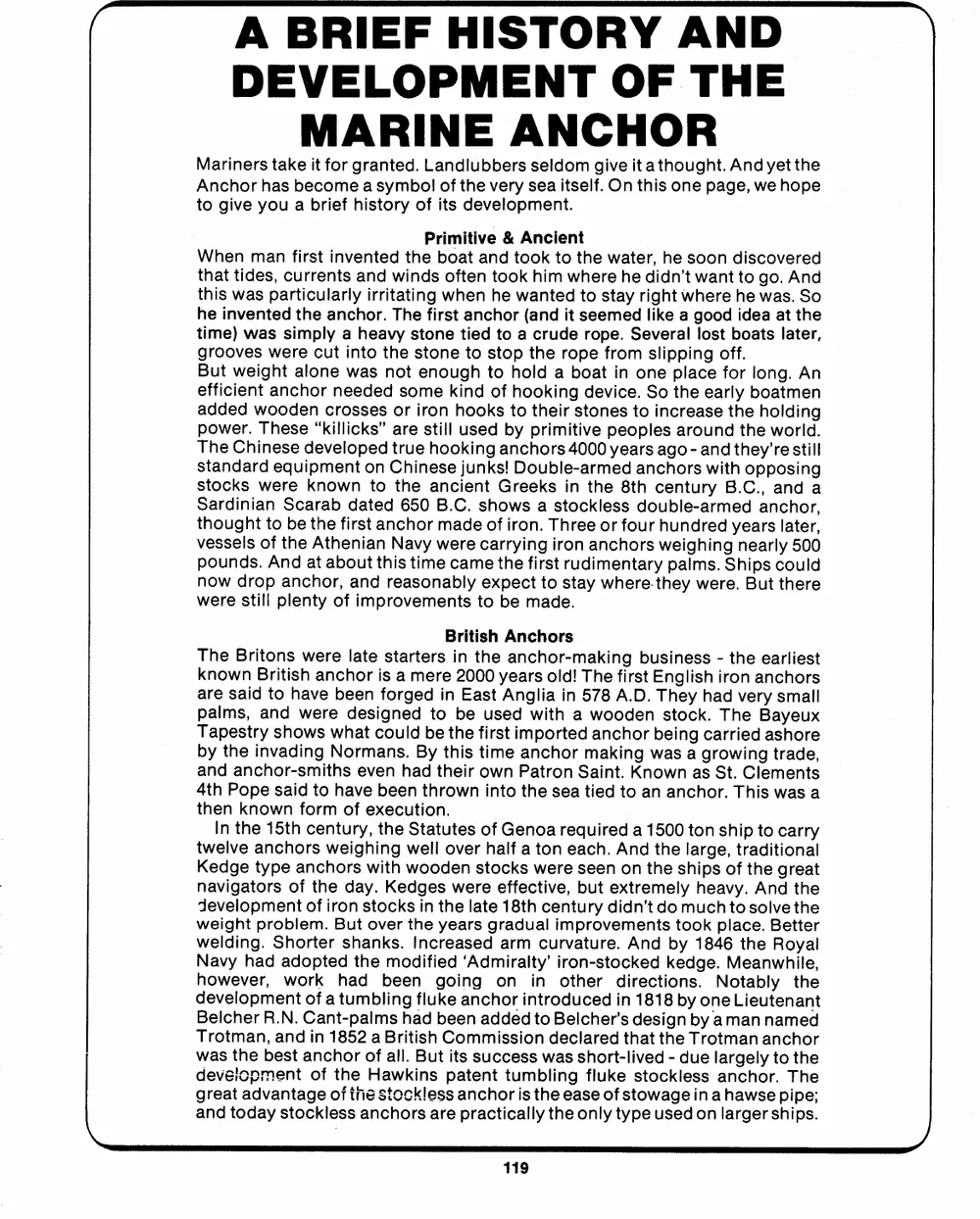 Marine Anchors — page 1 of the Dibblee Industries catalog (W.J. Keating, 1940–)