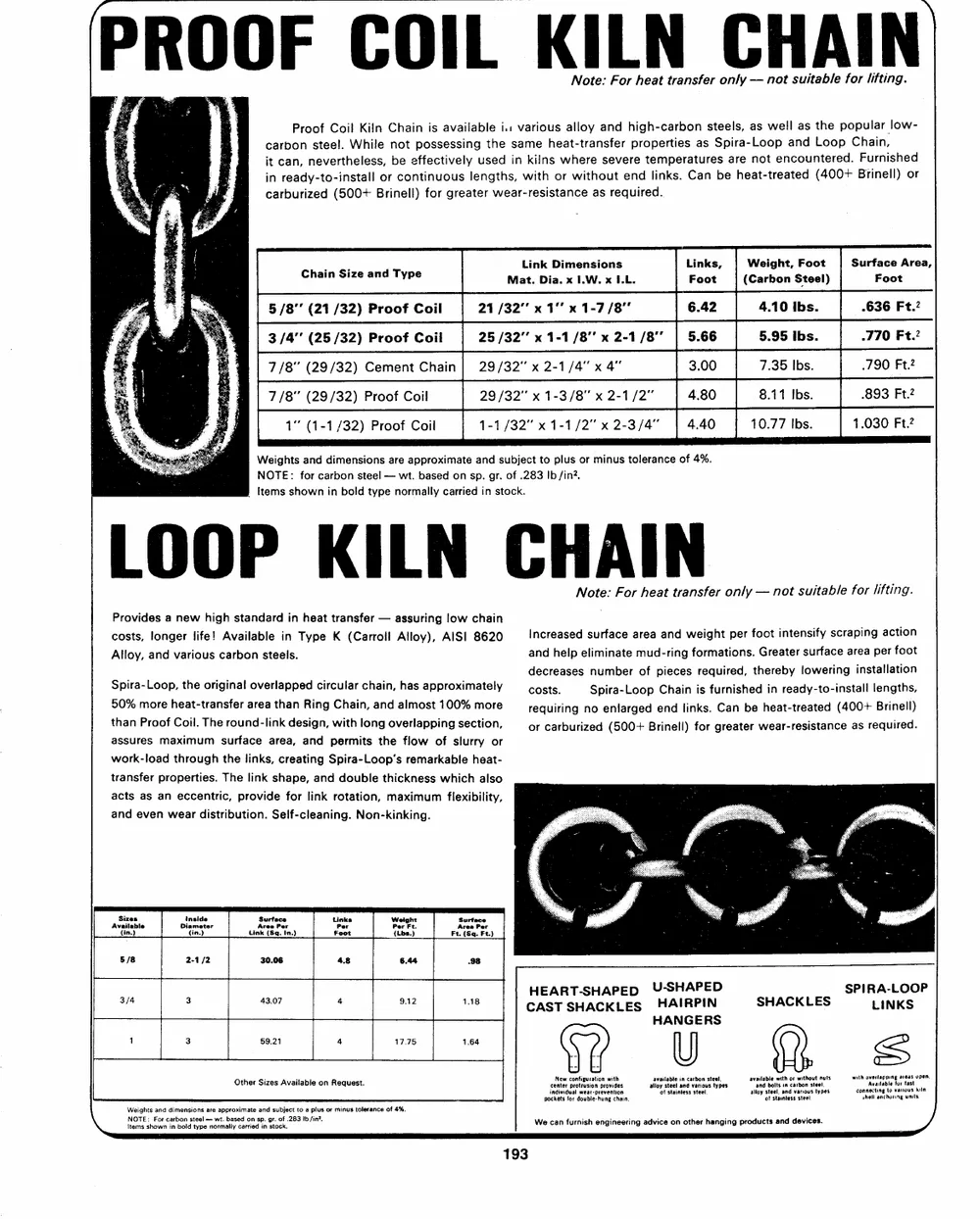 Kiln Chains — page 1 of the Dibblee Industries catalog (W.J. Keating, 1940–)
