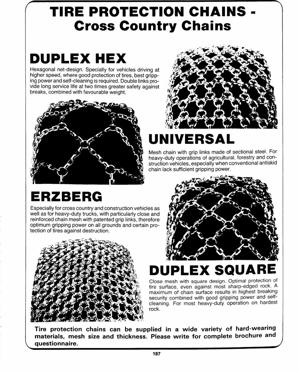 Tire Chains — page 1 of the Dibblee Industries catalog (W.J. Keating, 1940–)